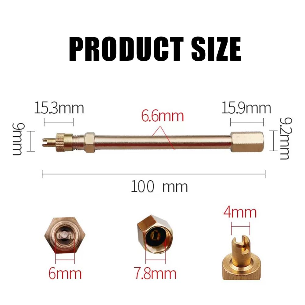 2PCS Prolunga da 10cm per Valvola Antiriflusso con Estrattore Integrato ‒ Prolungamento della Valvola Schrader per Monopattini, Bici, Auto e Furgoni