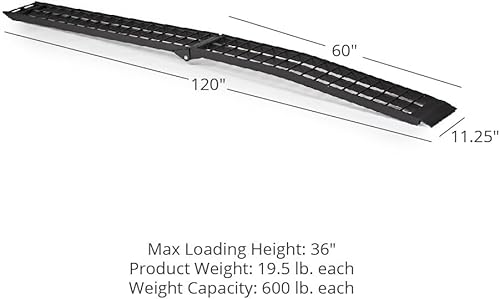 Miniatura 2 de Titan Ramps Par de rampas de arco de 10 pies, plegable de aluminio negro, clasificado 1200 libras, portátil todo terreno, correas de seguridad