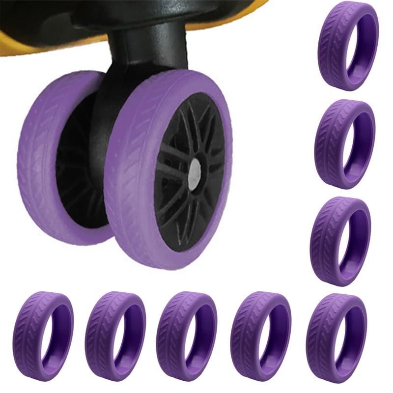 Luggage Wheels Covers,Eco-friendly Soft Silicone Suitcase Wheel Case for 2-2.7 inch 8 Spinner Wheels Luggage,Carry On Luggage Wheels Protector,Wear-Resistant & Anti-Noise Wheel Covers,Purple 8PCS