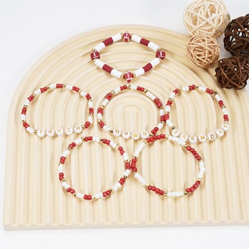 Game Day Beaded Bracelets for Women Football Sports Stackable Bracelets4