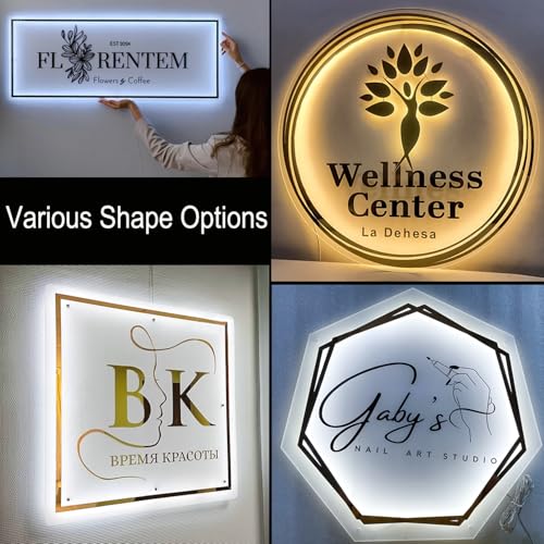 Image of CIONAOR Custom Neon Sign, Personalized LED Backlit Business and Wedding Logo Signage, Illuminated Metal Name Sign for Salon Beauty Nail Studio, UV Printed Customizable Images, Professional Wall Decor Lighting
