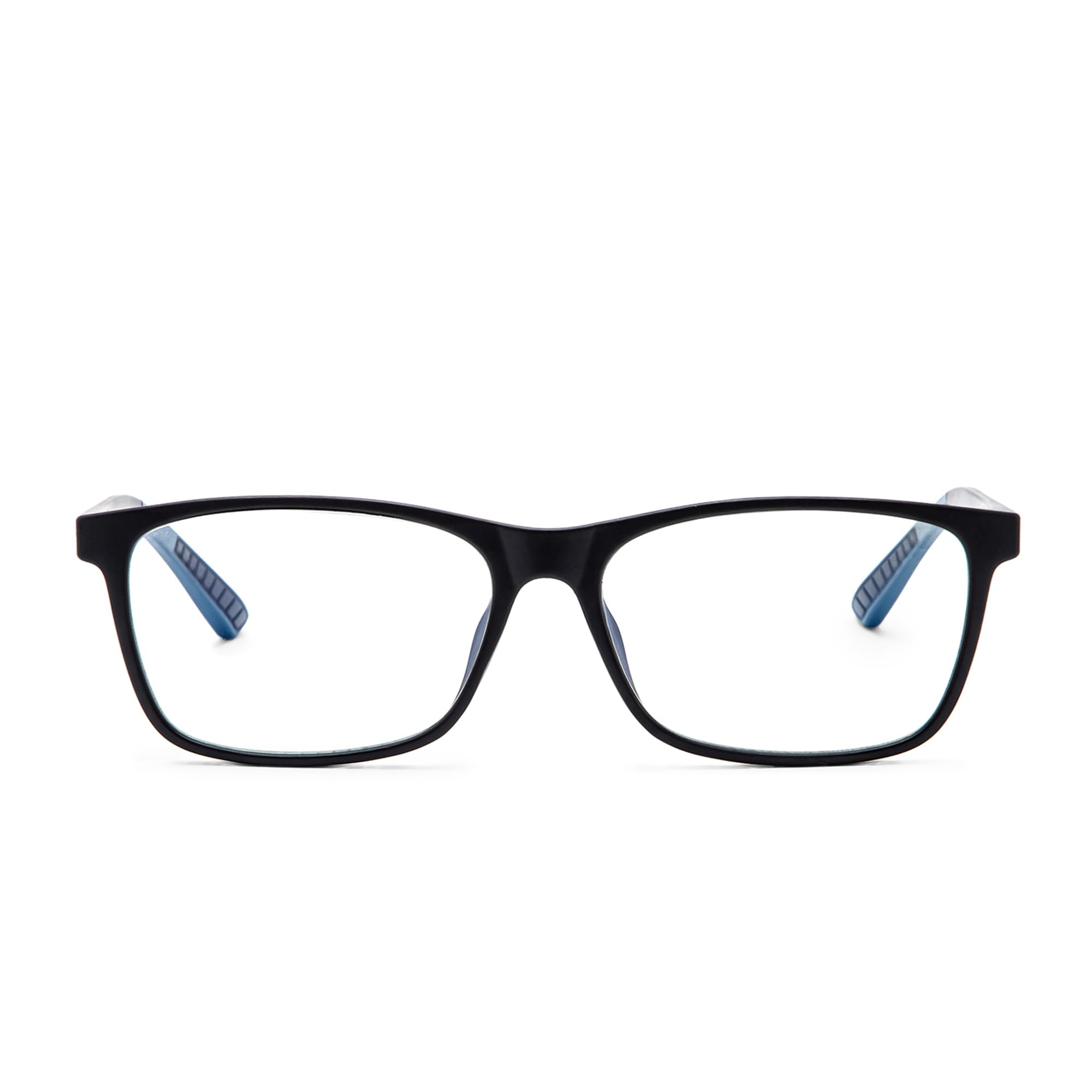 Intellilens | Zero Power Blue Cut Computer Glasses | Anti Glare, Lightweight & Blocks Harmful Rays | UV Protection Specs | For Men & Women | Black & Blue | Square | Medium-image-30
