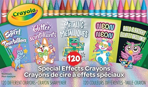 Crayola Special Effects Bulk Crayon Set (5 Pack), 24 Crayons for Kids, Coloring Supplies for Arts & Crafts, Glitter, Pastel, Bold & Bright, Neon, Metallic [Amazon Exclusive]
