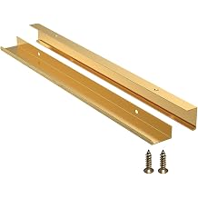 5 Pack Edge Gold Hidden Drawer Door Cabinet Handle Aluminum Alloy Finger Bar Pull Concealed Furniture Hardware Back Mount Dresser Handles for Kitchen Bathroom 400mm15.7 Inch
