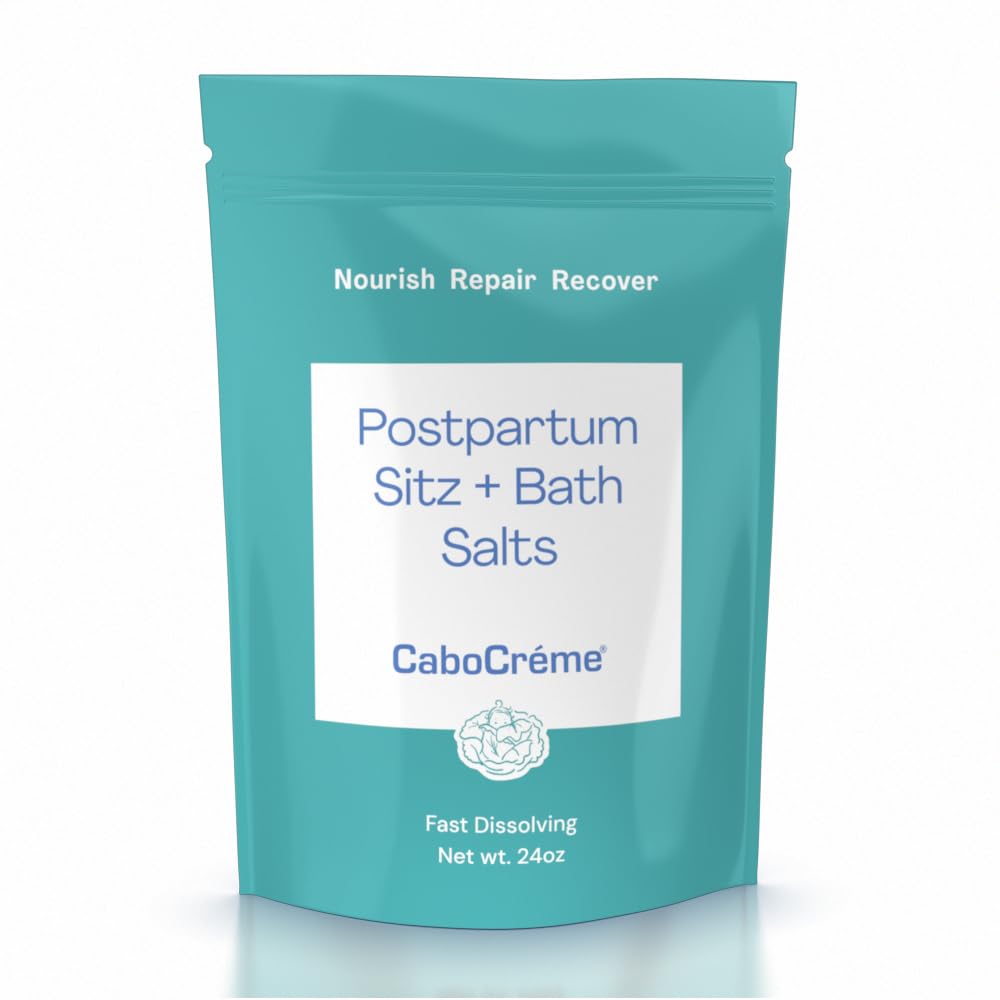CaboCréme Postpartum Sitz + Bath Soak: Dead Sea Salt with Magnesium Chloride for Perineal Care & Cleansing, Postpartum Recovery, Labor & Delivery Essential | OBGYN-Created, 24 oz