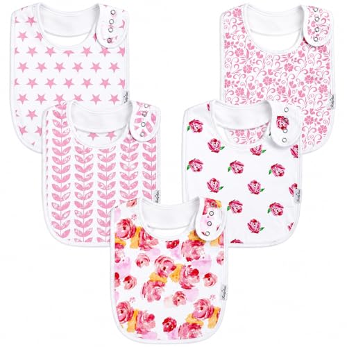 Image of KiddyStar Drool Bibs for Babies – Organic, Unisex, Soft Absorbent Teething Bibs with Adjustable Snaps