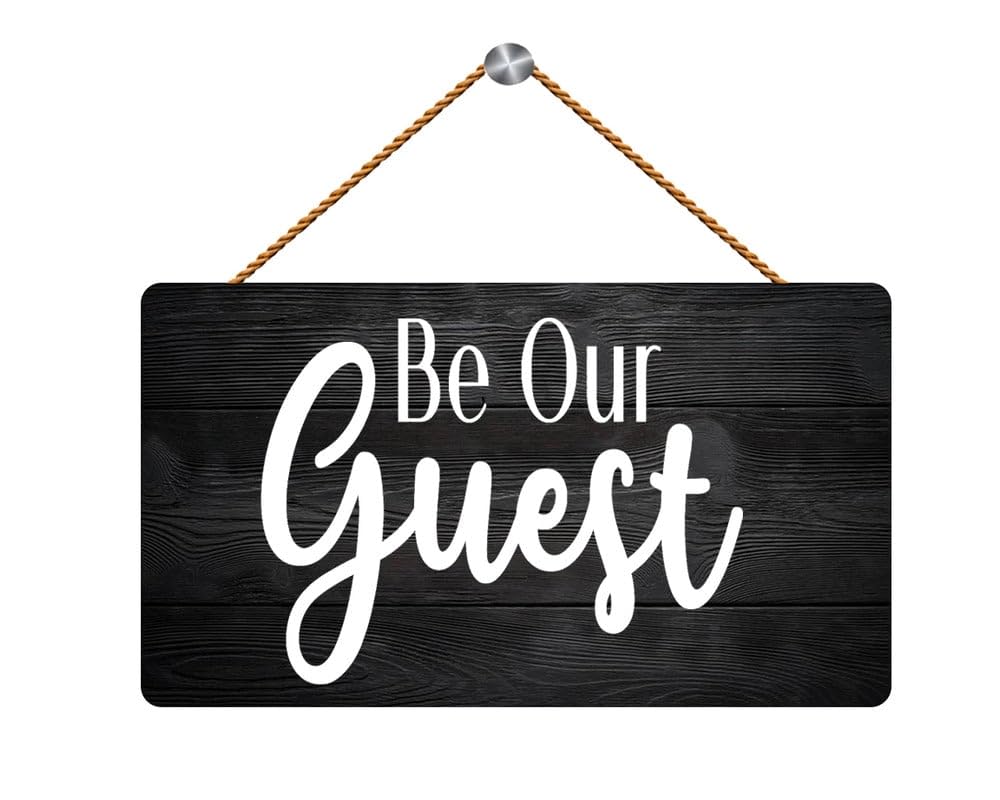 Be Our Guest Hospitality Wooden Wall Hanging - 12X6 Inch Sign for Welcoming Households’ Entryway