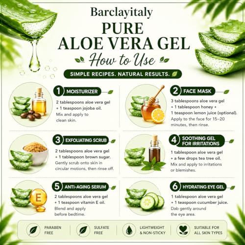 Image of Aloe Vera Gel with Vitamin E 200g | Pure Natural Gel for Face, Hair, Skin & Body | Soothing Moisturizer for Dry, Oily & Sensitive Skin | Hydrating Gel for Sunburn, Acne & Dandruff Care (Pack of 3)