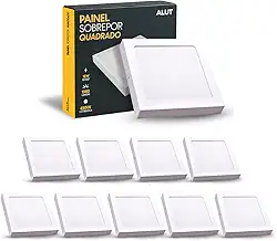 Kit 10 Unidades ALUT Painel LED de Sobrepor Quadrado, 18W Plafon 6500K Branco Frio, Luminária Bivolt Slim de Instalação Rápida