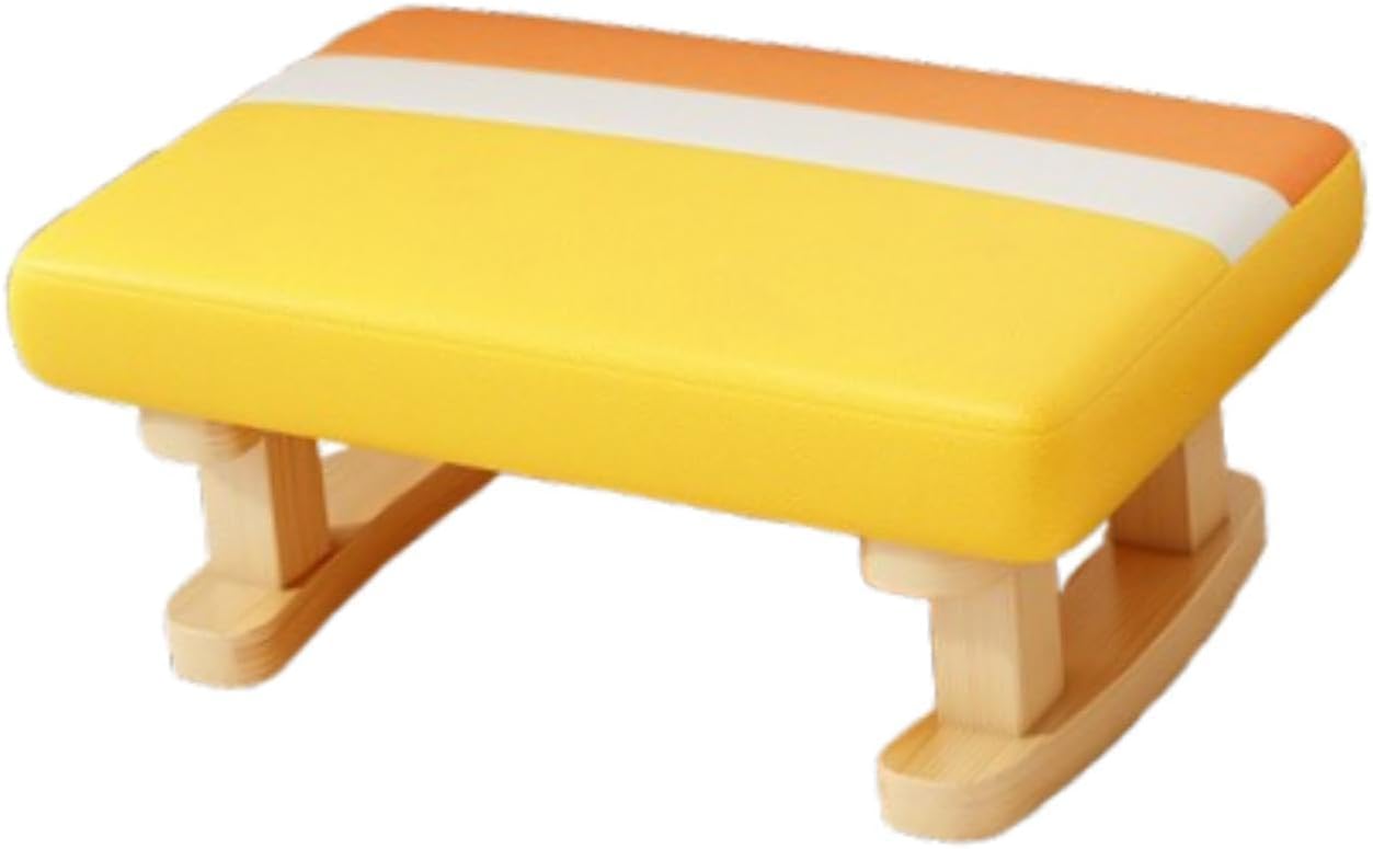 HouseVibe Padded Foot Stool, Rectangle Chair Step Stool, Simple Bench Small Footrest with Wooden Legs, Small Ottoman for Desk Office- Yellow