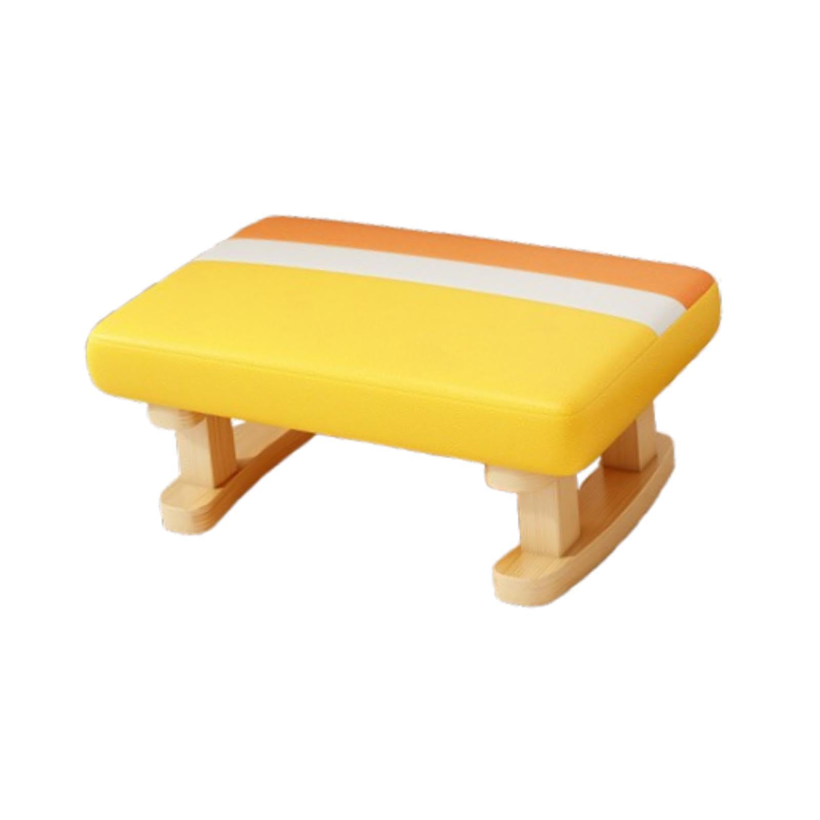 HouseVibe Padded Foot Stool, Rectangle Chair Step Stool, Simple Bench Small Footrest with Wooden Legs, Small Ottoman for Desk Office- Yellow