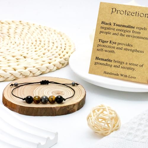 Healing Crystal Bracelet for Women Men Spiritual Crystals Stones Bracelets Protection Good Luck Empath Anxiety Amethyst Natural Stone Bracelet with Message Card Jewelry Gifts4