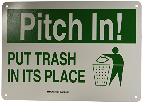 Panneau d'entretien Brady 128296 Pitch in 25,4x35,6 cm vert et blanc