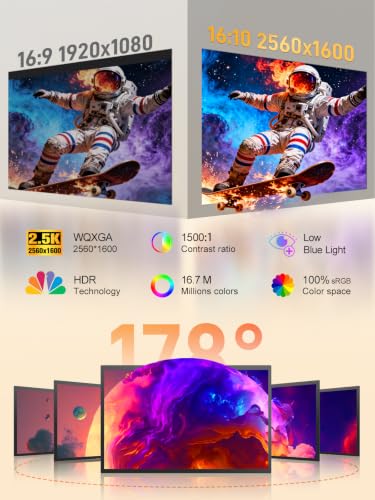 Image of 17.4 inch 2.5K Touchscreen Monitor,2560x1600 QHD IPS Display, Eye-Care Flicker-Free, 10-Point Touchscreen, USB-C HDMI Second Screen for Laptop Mac PC Home Office Study (Black Dark)