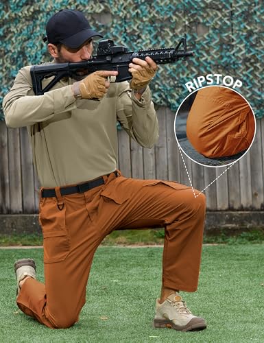 MOURCE Tactical Pants for Men Ripstop - Water Resistant Mens Hiking Pants Lightweight Quick Dry Cargo Pants with 9 Pockets4
