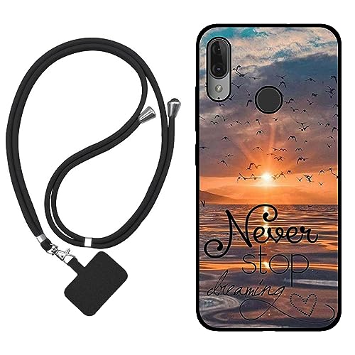 Sunrive Funda Compatible con Motorola Moto E6 Plus,Slim Fit Gel Mate Carcasa Case Bumper de Impactos y Anti-Arañazos Espalda Cover (Mar,Sol,Gaviotas)+1 X Correa Universal