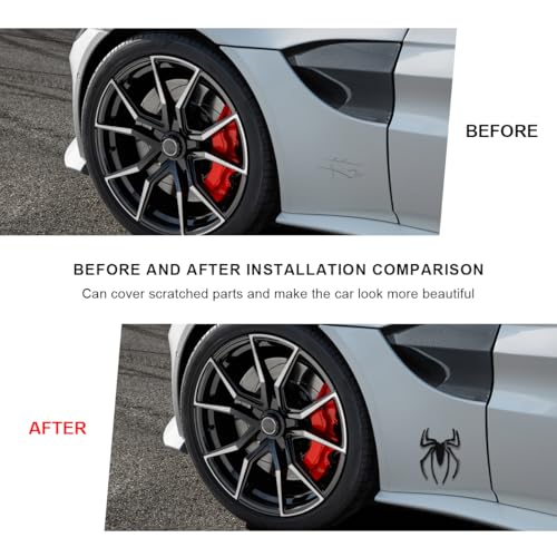 Image of 2 PCS Spider Emblem, 3D Spider Shape Badge Sticker Personalized Car Body Decal, Cool Badge Emblem Sticker Exterior Decor for Bumper Fender Side Door Window, Car Accessories (Black)
