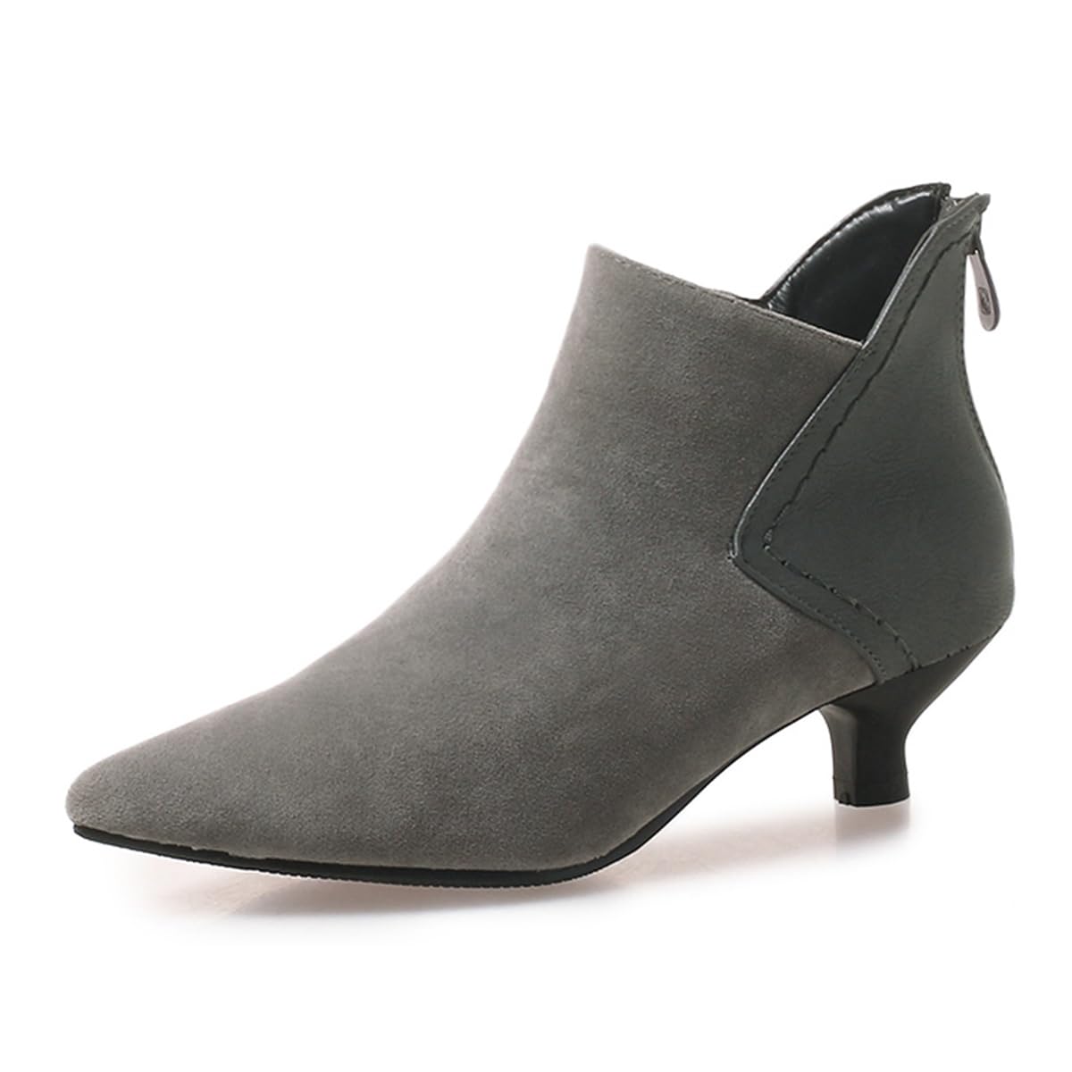 Pointed Toe Kitten Low Heels Ankle Boots For Womens Zipper Winter Fall Work Office Dressy Short Booties