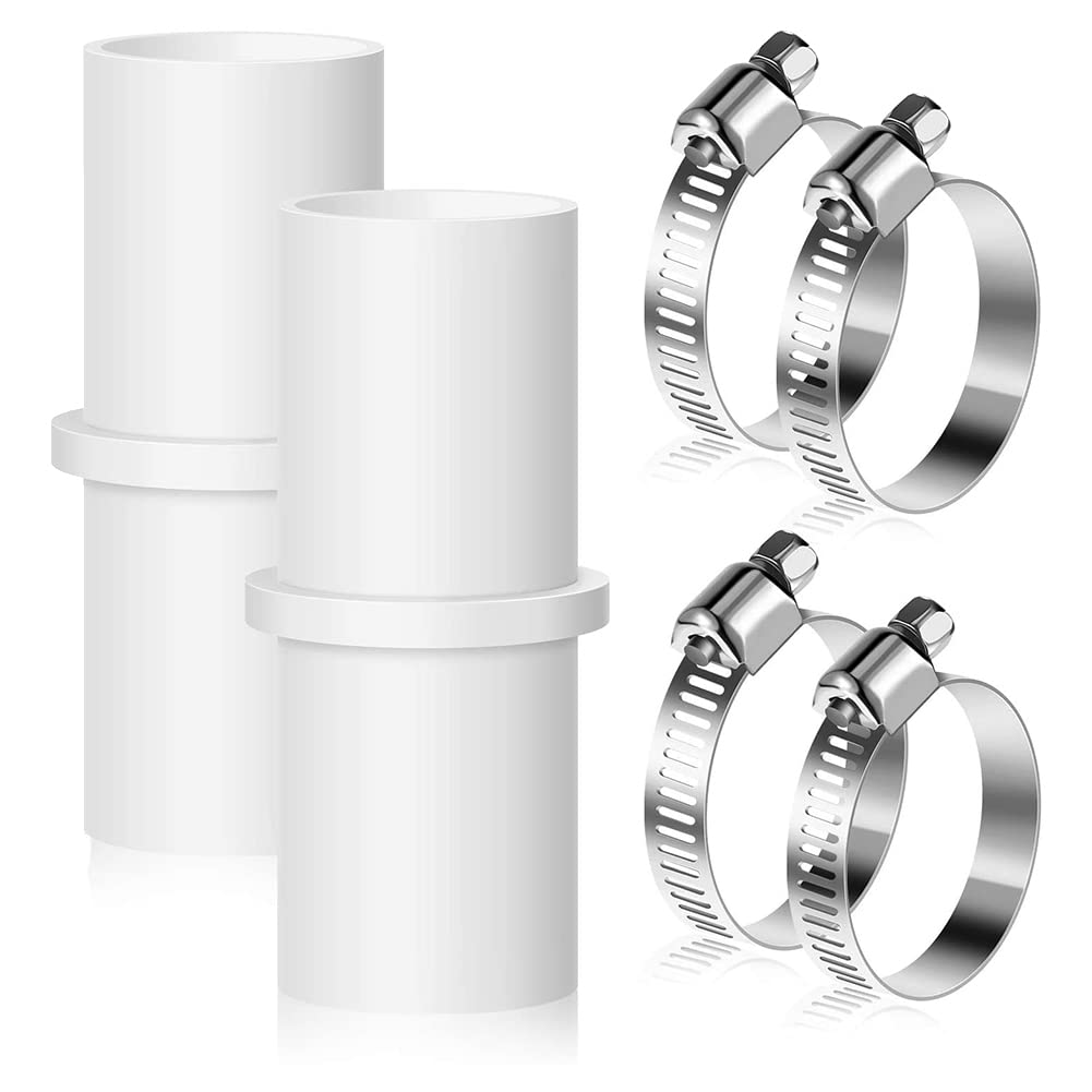 Ctrlzs White 2 Pieces Washing Machine Drain Hose Connectors Washer Extension Adapter With 4 Pieces Drain Hose Clamps