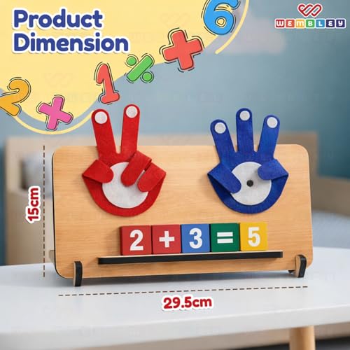 Image of Wembley Educational Math Learning Toy for Kids 3-5 Years | Montessori Toys with Foldable Finger Counting Hands | Number Blocks Counting Game | Learn Addition & Subtraction | Gift for Boys & Girls