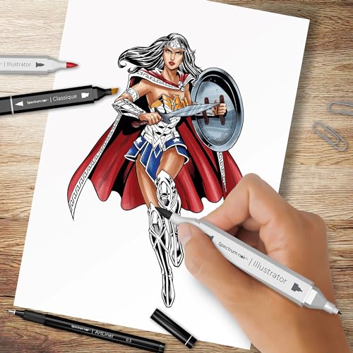 DC Comics Wonder Woman Art Colouring Set, Fan-Art Like a Pro Kit by Spectrum Noir -24 Pieces Including Premium Colouring Book - Image 3