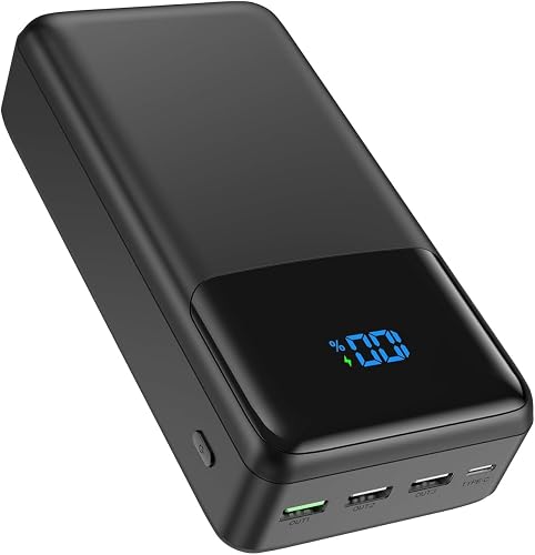 Icmilk Powerbank 60000 mAh de Gran Capacidad, 22,5 W Carga rápida, USB-C 4 Salidas, Batería Externa Pantalla LED, Batería Externa Compatible con iPhone Tabletas Android, etc