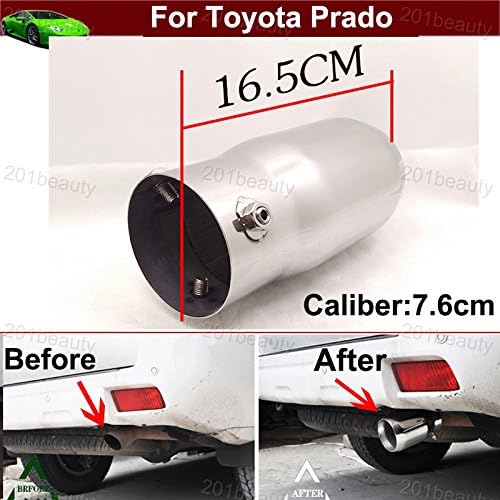 New 1pcs Chrome Stainless Steel Tailpipe Exhaust Muffler Tail Pipe Tip Custom Fit for Toyota Prado 2013 2014 2015 2016 2017 2018 2019 2020 2021