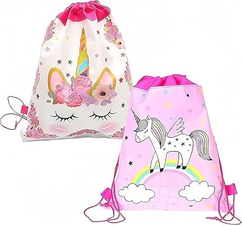 2PCS Einhorn Rucksack für Kinder, Kinder Schwimmen Tasche, leichte rosa Drawstring wasserdicht Cartoon Tasche Draw String Tasche für Kinder für Pool, Schule, Camping, Reise, Outdoor, Strand, Schwimmen