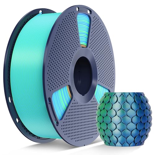 Image of SUNLU Silk Dual Color PLA Filament, Silk PLA 3D Printer Filament 1.75mm, Neatly Wound Shiny Silk 3D Printer Filament, Dimensional Accuracy + /-0.02mm, 1KG Spool (2.2lbs), Silk Dual Color (Blue Green)