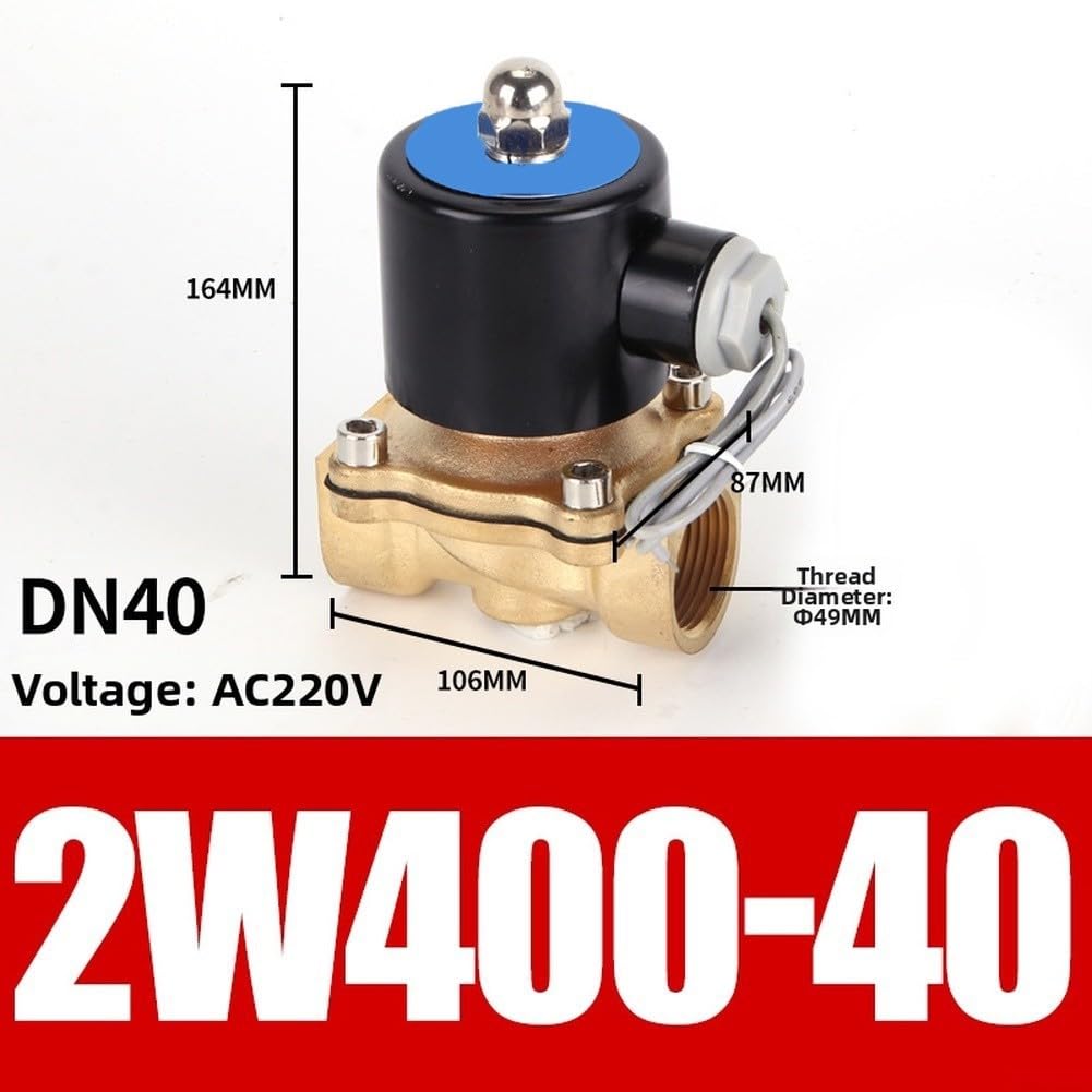 Valvola solenoide in ottone AC220V normalmente chiusa per il controllo di acqua, aria, olio, corpo in rame, valvola elettrica a 2 vie per uso in laboratorio di irrigazione (49 mm)