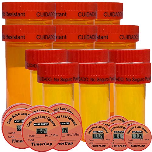 TimerCap - Stopwatch Cap Pill Organizer and Bottles, Medication Reminder