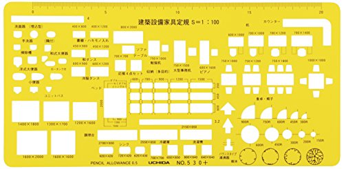 Szablon Uchida nr 530 + linijka do mebli wyposażenia budowlanego 7-440-0530 (import z Japonii)