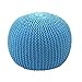 Mendler Pouf poggiapiedi HWC-E16 Tessuto a Maglia 40x50cm Azzurro