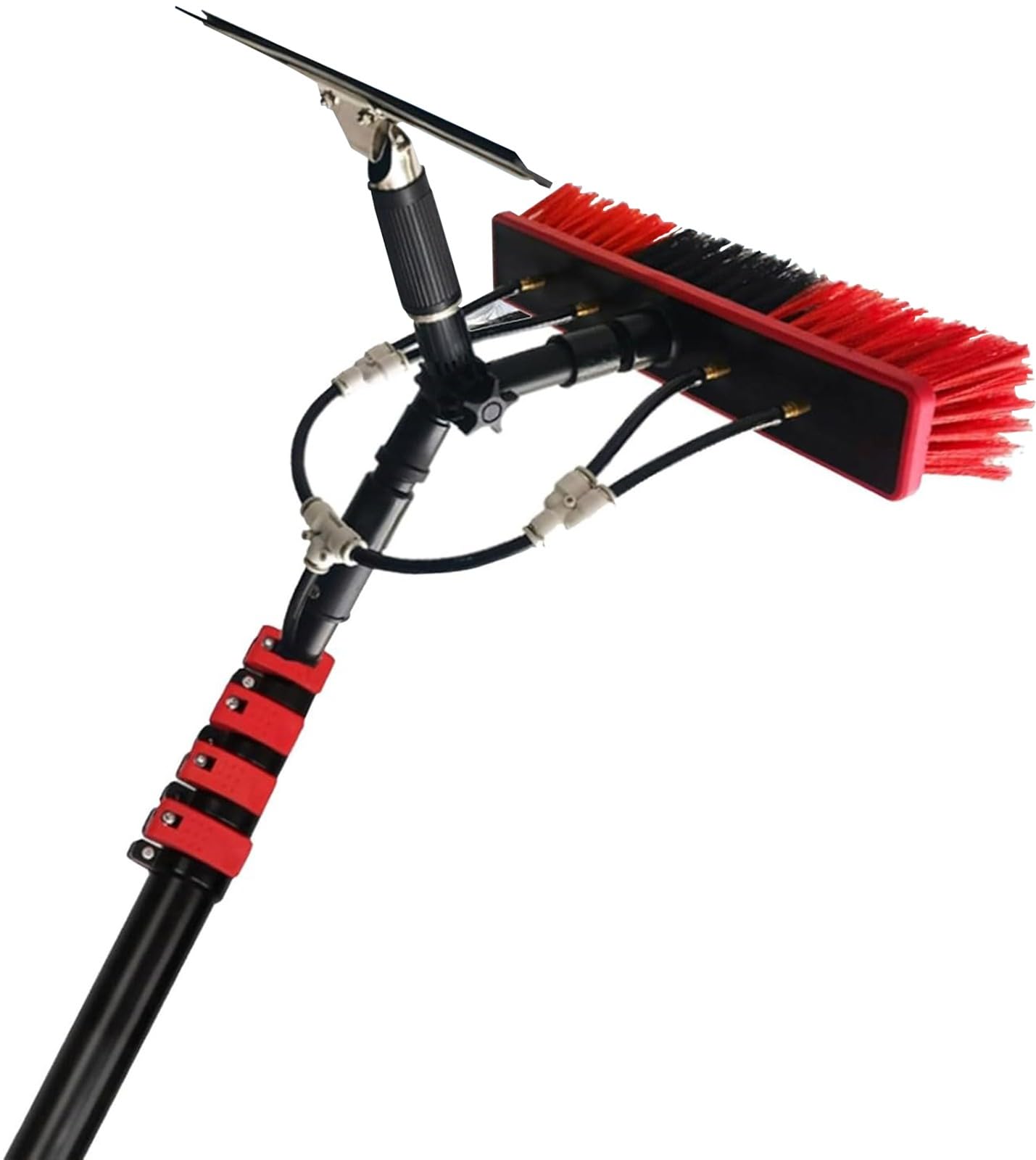 Perches Nettoyage Vitres, Kit Perches AlimentéEs en Eau, Brosse AlimentéE en Eau avec Raclette, Brosse TéLescopique Extensible, avec Tuyau d'alimentation en Eau 20 M(35cm,10.8m/35.4ft)