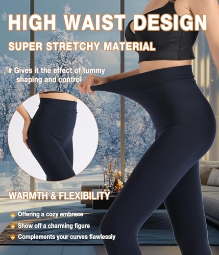Image of MERYLURE Fleece Lined Tights Women, Winter Warm Opaque Thermal Pantyhose, High Waisted Thick Control Top Leggings