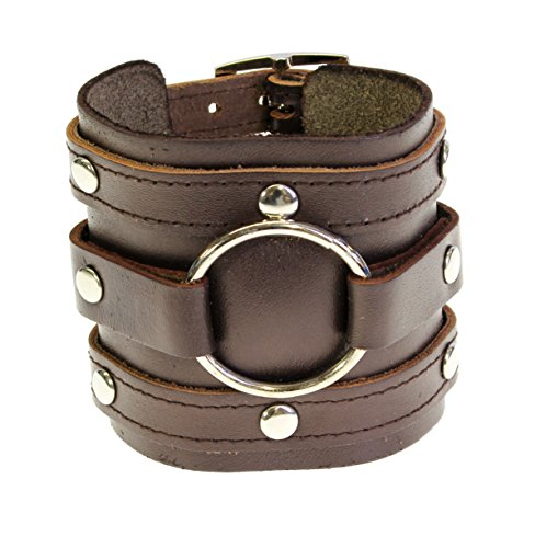 Neptune Giftware Leather Wide Triple Strap Cuff Wrap Gothic Wristband Buckle Fastening