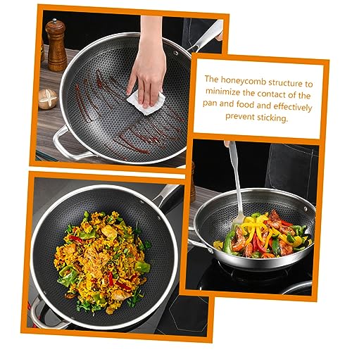 Wok de acero inoxidable estilo chino con asas de panal miniatura 6
