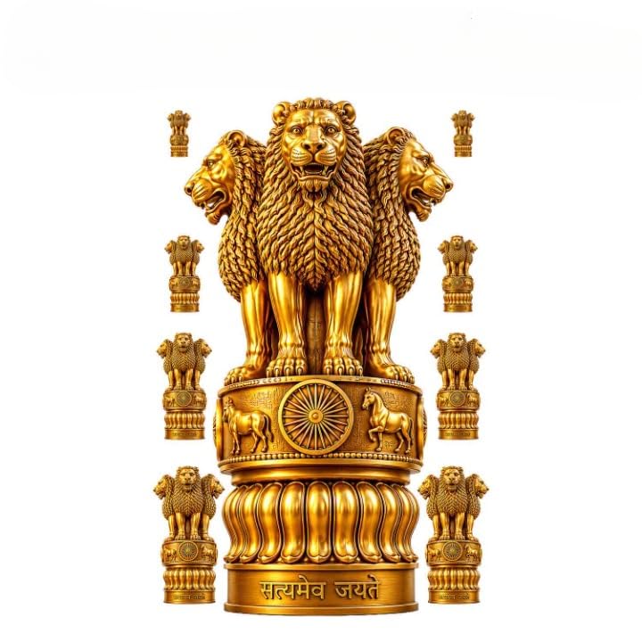 Ashoka Sticker Satyamev Jayate Lion Capital Gold Vinyl Decal | Indian Emblem Design, Multi-Surface Use, Removable Vinyl, Patriotic Decor, 3D Gold Effect-picture-13
