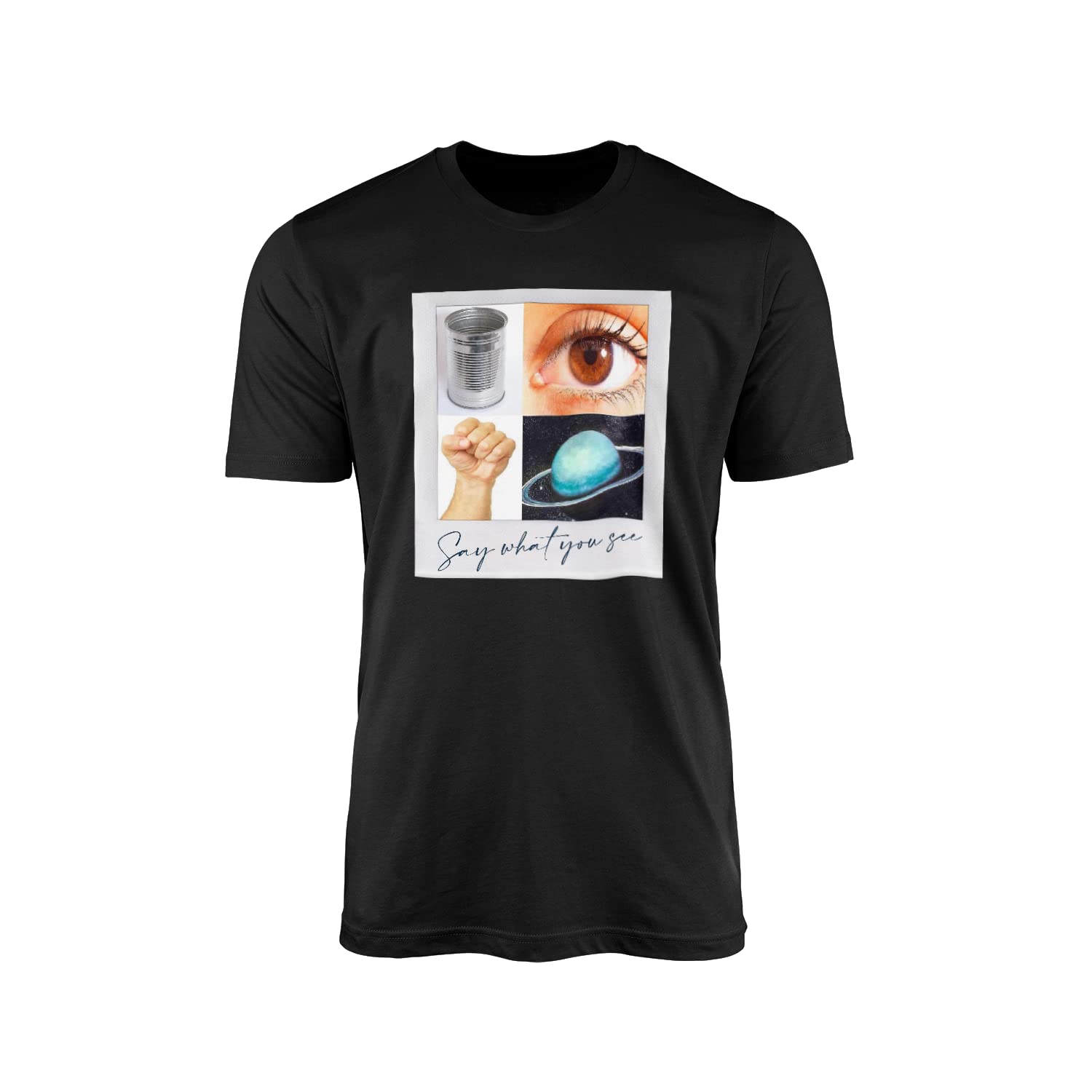 Can Eye Fist Uranus Say What You See T-Shirt Top Novelty Funny Fun Joke Pun Rude Crude Photo Images Puzzle Game Friend Co-Worker Work Gag Gift Present (Medium, Black Prime)