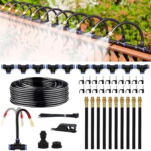 【360°自由調整ノズル】ミストシャワー 屋外用 10m 散水セット 噴霧ノズル ドリップ灌漑システム 自動水やり DIY 庭 園芸 冷却 热中症対策