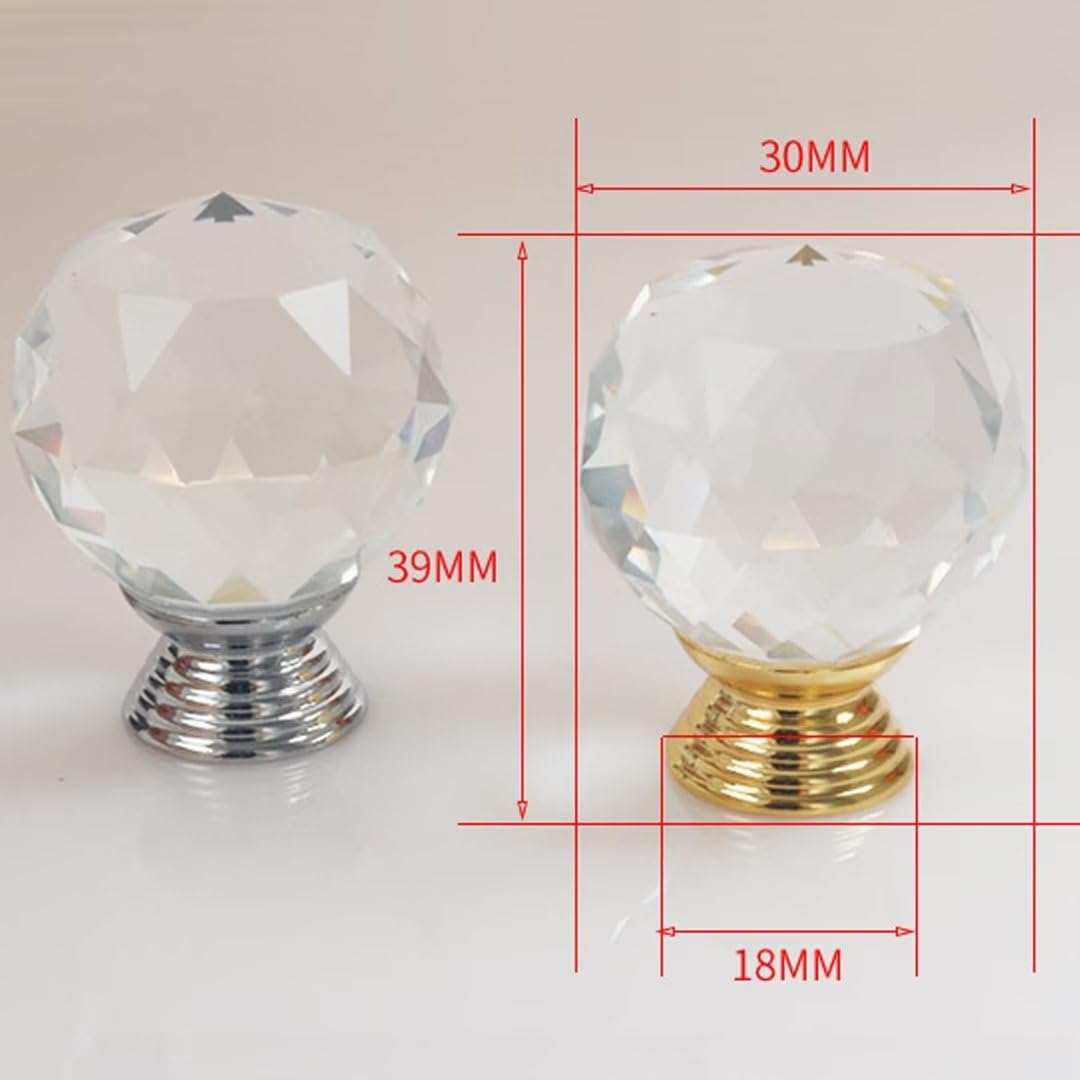 Lot De 15 Poignées De Porte En Cristal De 30 Mm Avec Base Argentée En Forme De Boule En Verre Transparent Avec Vis Pour Maison, Cuisine, Bureau, Coffre, Poubelle, Tiroir