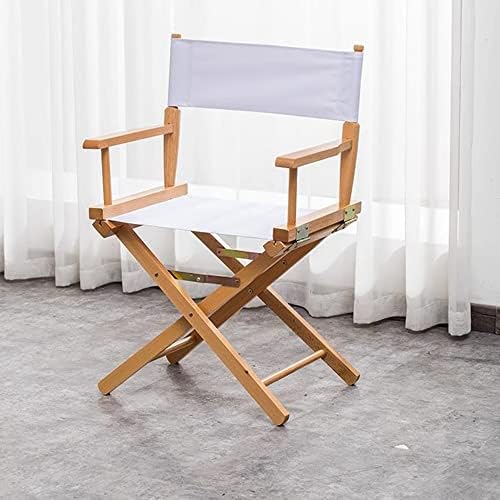 Professional Folding Directors Chair with Canvas Backrest - 24" Tall Makeup Stool for Artists & Barbers - Portable Wooden Director's Chair - Lightweight & Durable Design