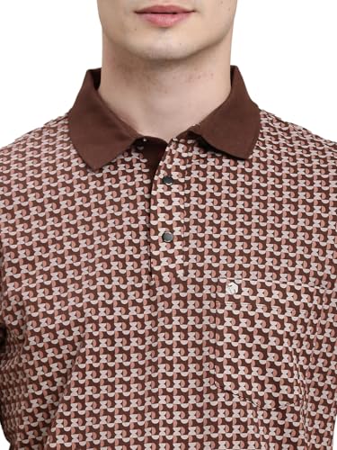T-shirt turtle en coton extensible marron imprimé homme confortable