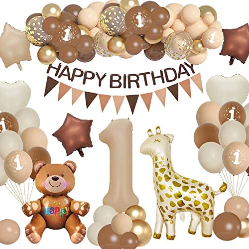 Decoration Anniversaire 1 An, Ballon Anniversaire 1 an Garcon Fille, Café Ballon Guirlande Deco Anniversaire Garcon 1 An Kits pour Jungle Safari Theme Premier Anniversaire Baby Shower Party