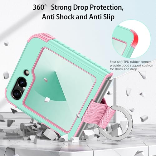 Image of BENTOBEN for Samsung Galaxy Z Flip 6 5G Case with Ring, Heavy Duty 2 in 1 Full Body Rugged Galaxy Z Flip6 Case Girls Women Boy Men Shockproof Protection Cover for Samsung Z Flip 6 6.7 inch,Mint Green