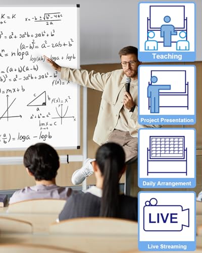 Image of XBoard Rolling Moblie Whiteboard, 44x30 inches Double Sided Magnetic Dry Erase Board with Stand for Homeschool, Live Stream, Office, School (Calendar 44x30-Inch)