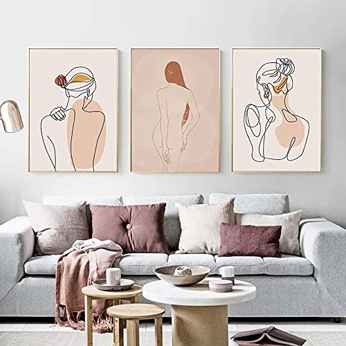 Toile Affiche Abstrait Ligne Visage : Solution Déco Murale Sans Cadre pour Murs Vides