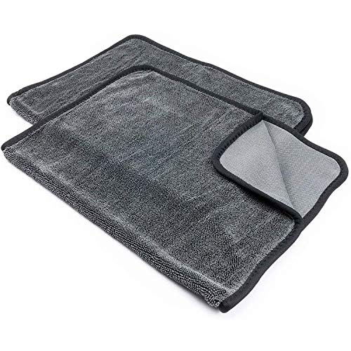 SOFTBATFY Long Twist Pile Car Microfiber Drying Towel, 600 GSM Super Absorbent Professional Twist Loop Cloth, Large Automotive Detailing Towel (20x24inches2pack)