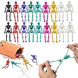 XIMISHOP 54 PCS Halloween Stretchy Skeleton Toys, Assorted Color Squishy Stretchy Skull Toys for Party Favors, Happy Halloween Goody Bag Fillers, Halloween Sticky Toys for Kids, Boys & Girls