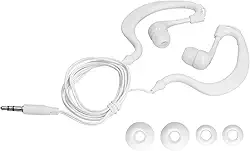 FAUOSWUK Fones de ouvido à prova d'água IP68 subaquáticos cabo mais curto plugue de 3,5 mm banhado a ouro plugues de fone de ouvido para natação, corrida, surfe, academia, exercício (branco)